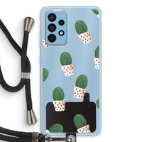 Cactusprint roze: Samsung Galaxy A52 Transparant Hoesje met koord