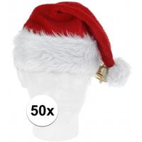 50x Pluche kerstmutsen met bel deluxe   -