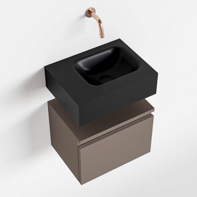 Toiletmeubel Mondiaz Andor | 40 cm | Meubelkleur Smoke | Lex vrijhangend wastafel Urban Rechts | Zonder kraangat