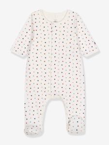 Baby-pyjamarompertje met hartjes PETIT BATEAU wit, bedrukt