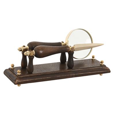 Vergrootglas Home ESPRIT Blik Mangohout 25 x 7 x 11 cm
