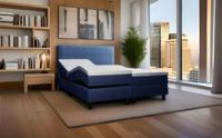 ACTIE Elektrische Boxspring 160 x 200 Teddy Blauw - Basic - Incl. Voetbord [Zonder hoofdbord]