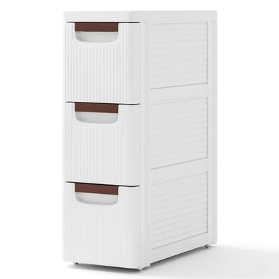Nissenkast Smal met Wielen Nissenplank 20cm Breed Nissenwagen met 3 Laden Wit (3 Laden)