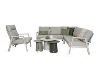 Qopps Okios loungebank 2-2 met 3 koffietafeltjes en Okios loungestoel