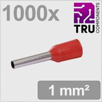 TRU COMPONENTS TC-13377200 Adereindhulzen 1 mm² Deels geïsoleerd Rood 1000 stuk(s)