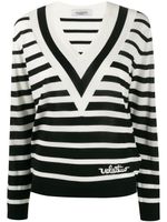 Valentino Garavani pull rayé à col v - Noir
