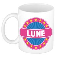 Lune voornaam koffiemok - beker - wit/roze - 300 ml - Cadeau - Dames - Collega - Moederdag