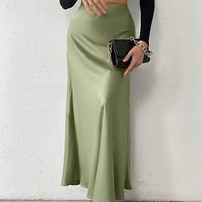 Bon&Bon Leopard Print Maxi Skirt - Coffee Brown Elegant Straight Skirt Mint Green / XL