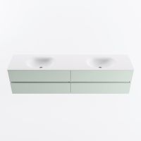 MONDIAZ VICA 200cm badmeubel onderkast Greey 4 lades. Wastafel MOON dubbel 2 kraangaten, kleur Talc.