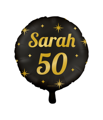 Classy Folieballon Sarah 50 Jaar Zwart/Goud (46cm)
