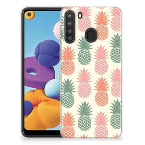 Samsung Galaxy A21 Siliconen Case Ananas