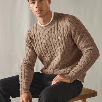 Bon&Bon Jersey de Manga Larga para Hombre en Lana Peinada Verde Marrón / L