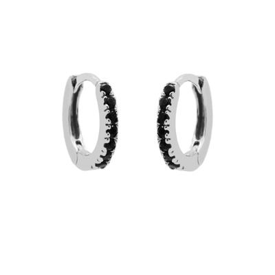 Karma Oorringen Hinged Hoops Black Zirconia Zilver