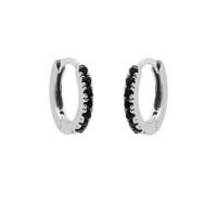 Karma Oorringen Hinged Hoops Black Zirconia Zilver