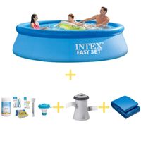 Intex Zwembad - Easy Set - 305 x 76 cm - Inclusief WAYS Onderhoudspakket, Filterpomp & Grondzeil