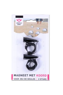Metaal magneet met touw, per 2 op blister