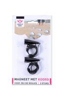 Metaal magneet met touw, per 2 op blister - thumbnail