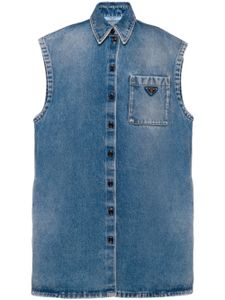 Prada chemise en jean à design sans manches - Bleu