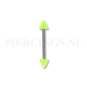 Barbell acryl spike 1.6 mm geel glitter