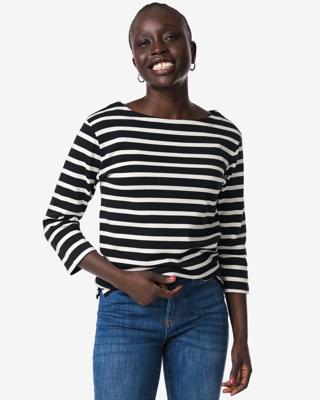 HEMA Dames T-shirt Cara wit/zwart (wit/zwart)