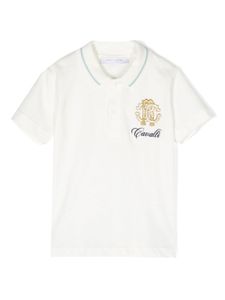 Roberto Cavalli Junior polo à patch logo - Blanc