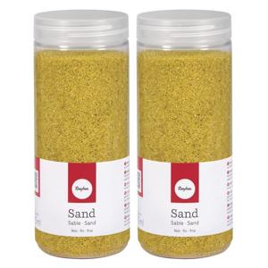 Hobby Fijn decoratie zand korrels - 2x - geel - 475 ml - zandkorrels - knutselmateriaal