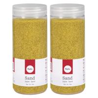 Hobby Fijn decoratie zand korrels - 2x - geel - 475 ml - zandkorrels - knutselmateriaal