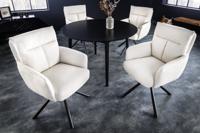 Draaibare retro stoel BIG GEORGE wit bouclé met armleuning Bonnell veerkern - 42420