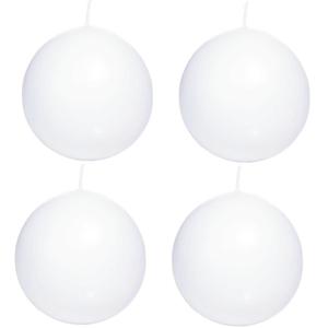 Trend Candles Bolkaars glad - 4x - wit - 8 cm - 25 branduren - ronde kaarsen