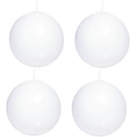 Trend Candles Bolkaars glad - 4x - wit - 8 cm - 25 branduren - ronde kaarsen