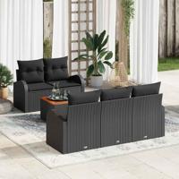 Tuinbankenset met opslag 6 pcs Zwart poly rattan