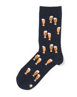 HEMA Sokken voor volwassenen 'don't worry beer happy' donkerblauw (donkerblauw)