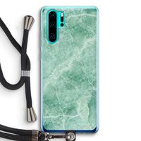 Groen marmer: Huawei P30 Pro Transparant Hoesje met koord Groen marmer: Huawei P30 Pro Transparant Hoesje met koord