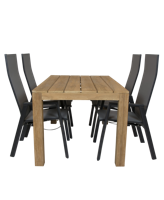 Alberto Teak tuintafel 160 met Qopss Palsa verstelbare tuinstoel