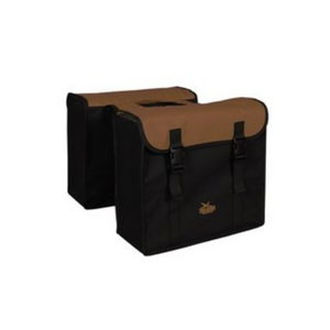 Greenlands dubbele tas,l zwart-bruin. afmeting 37x33x14 (2x) cm 34l.