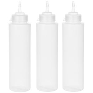 Doseerfles/sausfles transparant - 3x - kunststof - met schenktuit - 1000 ml - 28 x 8 cm