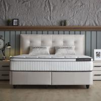 2-Persoons Boxspring met opbergruimte Modebedd - Beige 160x200 cm - Pocketvering - Inclusief Topper - Dekbed-Discounter.nl
