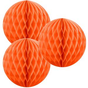 Papieren kerstballen - 3x - oranje - 10 cm - kerstversiering