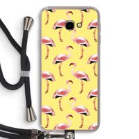 Flamingo's geel: Samsung Galaxy J4 Plus Transparant Hoesje met koord