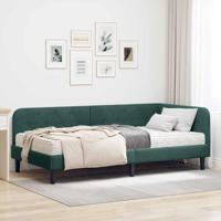 Hoekbedframe met matras Donkergroen 90 x 190 cm Fluweel