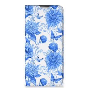 Smart Cover voor Motorola Moto E20 Flowers Blue