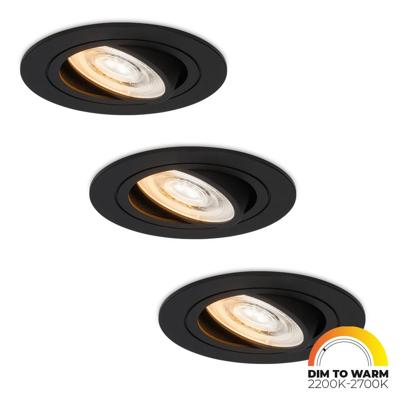 Set van 3 Miro LED inbouwspot - Extra plat 58mm - 3,8W 220lm - GU10 LED Module - Dim to warm - Dimbaar Kantelbaar - Rond - Voor binnen - Zwart