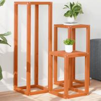 Plantenstandaards 3 st massief grenenhout wasbruin