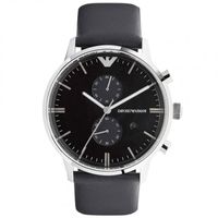 Horlogeband Armani AR0397 Leder Zwart 22mm - thumbnail