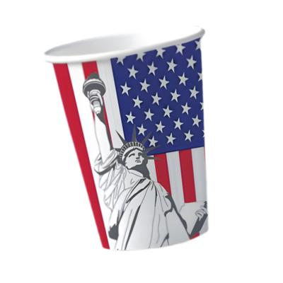 10x stuks USA/Amerika flag thema feest drinkbekers - 200 ml - karton - feestartikelen