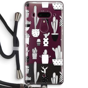 Cactusmotief: HTC U12+ Transparant Hoesje met koord