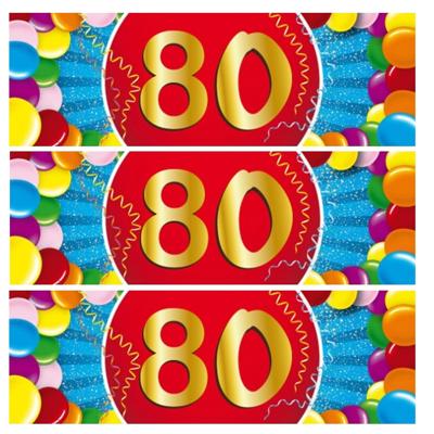 80 jaar leeftijd sticker - 10x - 19 x 6 cm - 80 jaar verjaardag - jubileum - versiering