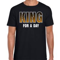 King for a day / Koning voor een dag / Koningsdag t-shirt / shirt zwart voor heren - thumbnail