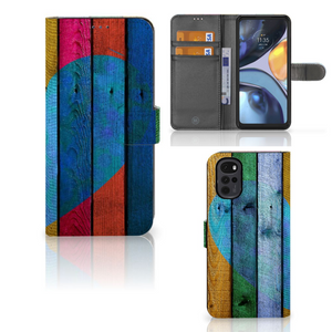 Motorola Moto G22 Book Style Case Wood Heart - Cadeau voor je Vriend