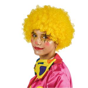 Carnaval verkleed Clownspruik met krulletjes - geel - volwassenen